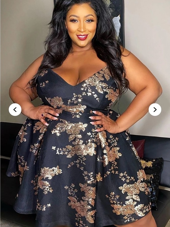 Fashion Nova Dresses & Skirts - Fashion Nova Farrah fit and flare mini Dress with Rose Gold Sequin Floral 2X